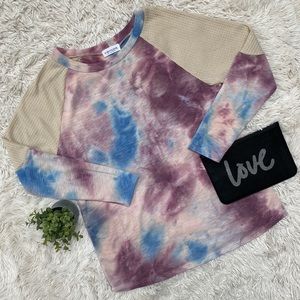 First Love Waffle & Tie Dye Top 💗 Cream Purple & Blue
